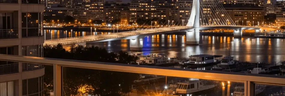 cena romantica con vista en puerto madero